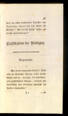 Claßification der Predigten