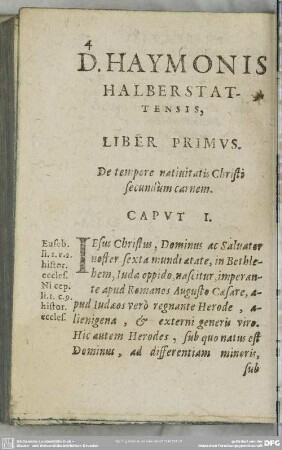 Liber Primus. De tempore nativitatis Christi secundùm carnem