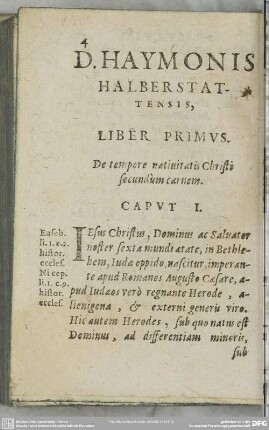 Liber Primus. De tempore nativitatis Christi secundùm carnem
