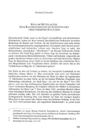 Riga im Mittelalter. Eine Kaufmannsstadt im Schnittpunkt verschiedener Kulturen