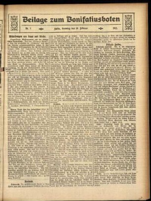Zweite Ausgabe vom Sonntag, den 18. Februar 1912.