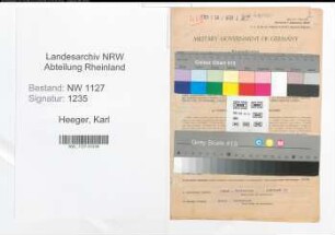Entnazifizierung Karl Heeger , geb. 22.05.1889 (Kaufmann)