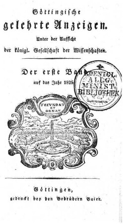 1825,1: Göttingische gelehrte Anzeigen