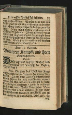 Das II. Capittel. Von ihren Kampff/ und ihren Schwachheiten.