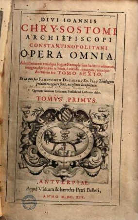 Divi Joannis Chrysostomi ... opera omnia. 1