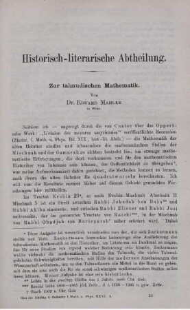 Zur talmudischen Mathematik.