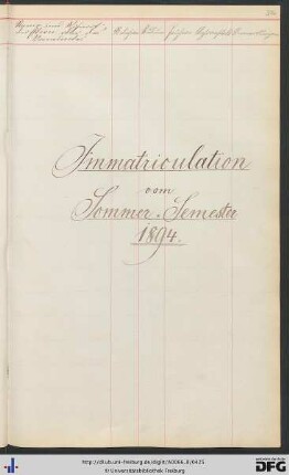 [fol. 376] Sommersemester 1894