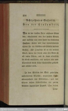 Achtzehntes Gespräch. Von der Einsamkeit