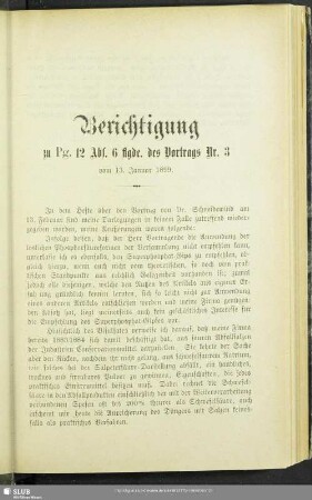 Berichtigung zu Pg. 12 Abs. 6 flgde. des Vortrags Nr. 3 vom 13. Januar 1899