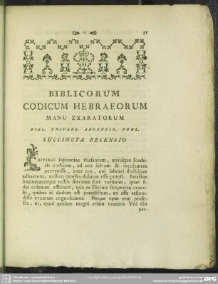 Biblicorum Codicum Hebraeorum Manu Exaratorum Bibl. Univers. Argentin. Publ. Succinta Recensio