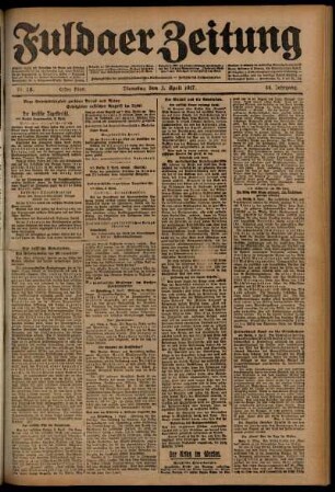 Erste Ausgabe vom Dienstag, den 03. April 1917.