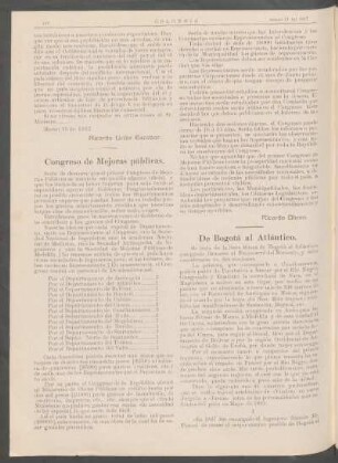 Congreso de mejoras públicas.