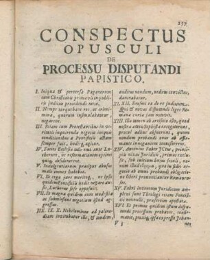 Conspectus Opusculi De Processu Disputandi Papistico.