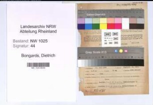 Entnazifizierung Dietrich Bongards , geb. 12.07.1888 (Holzhaendler)