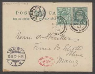 Brief an Ludwig Strecker  und B. Schott's Söhne : 11.11.1902-12.11.1902