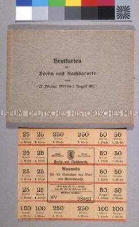 Block mit 23 Brotkarten für den Zeitraum vom 22. Februar bis 1. August 1915