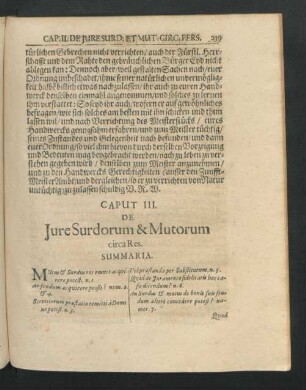 Caput III. De Iure Surdorum & Mutorum circa Res.