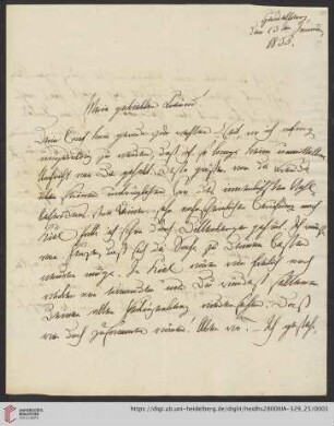 Korrespondenz Friedrich Wilhelm Umbreit / Carl Ullmann: Brief von Friedrich Wilhelm Carl Umbreit an Carl Ullmann
