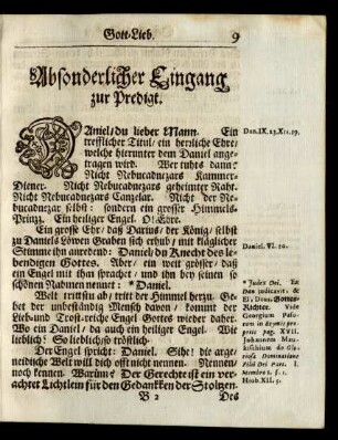 Absonderlicher Eingang zur Predigt.