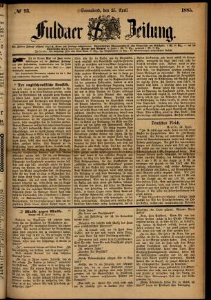 Ausgabe vom Samstag, den 25. April 1885.