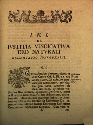 Diss. inaug. de iustitia Dei vindicativa