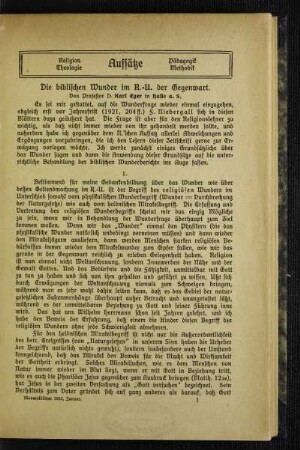 ¬Die¬ biblischen Wunder im R.-U. der Gegenwart