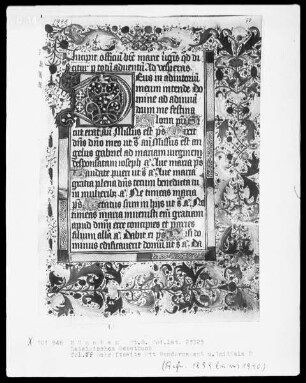 Lateinisches Gebetbuch aus Kloster Baumburg — Initiale D und Vollbordüre, Folio 50recto