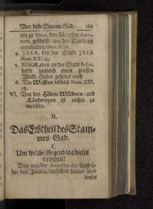 II. Das Erbtheil des Stammes Gad.