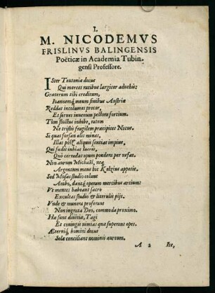 I-XIII, Propemptica virtute et doctrina ornatissimis iuvenibus