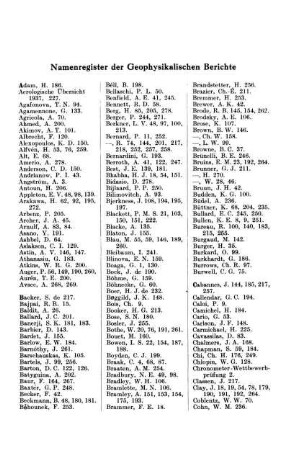 Namenregister der Geophysikalischen Berichte