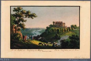 Schloss Scharfenberg (Klipphausen), über der Elbe zwischen Meißen und Dresden, Darstellung ohne Palas nach dem Brand 1783