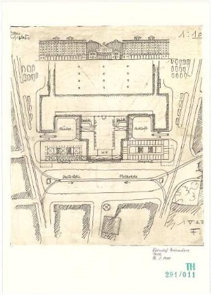 Fischer, Theodor; München; Hauptbahnhof, Bebauungsvorschlag - Lageplan, Ansicht