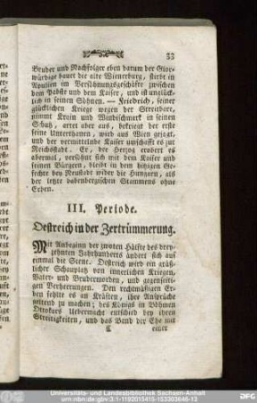 III. Periode. Oestreich in der Zertrümmerung.