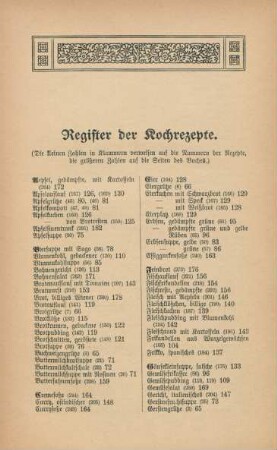 Register der Kochrezepte