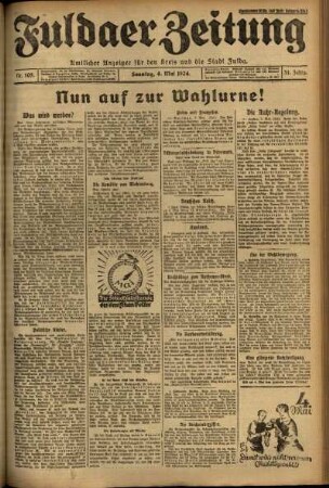 Erste Ausgabe vom Sonntag, den 04. Mai 1924.