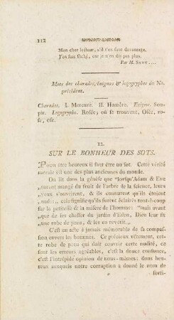 12. Sur Le Bonheur Des Sots