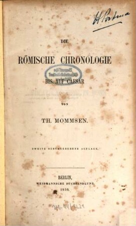 Die römische Chronologie bis auf Caesar