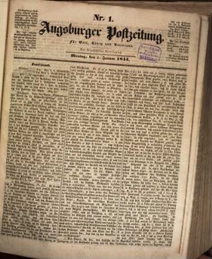 Augsburger Postzeitung. 1844, [1] = 1 - 6