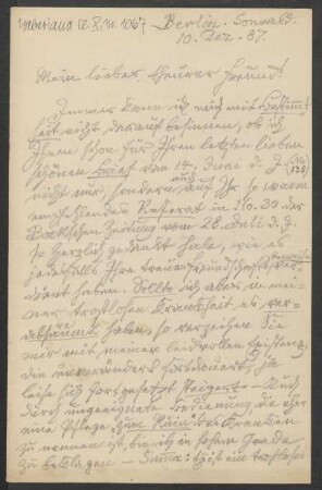 Brief an Robert Musiol : 10.12.1887