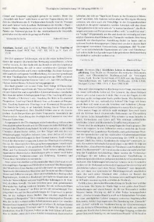 853-854 [Rezension] The teaching of ecumenics