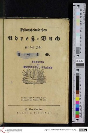 1840: [1840] Hildesheimisches Adreß-Buch : für das Jahr 1840