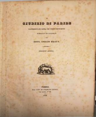 Il giudizio di Paridi : tre inedite monumenti
