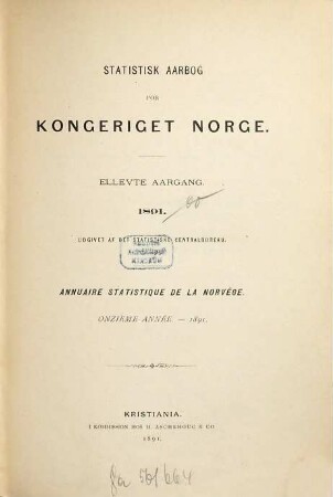 Statistisk årbok. 11. 1891