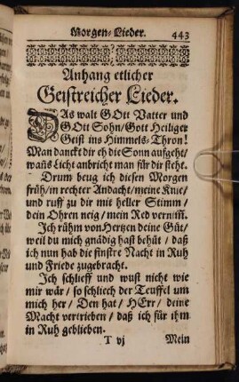 Anhang etlicher Geistreicher Lieder.