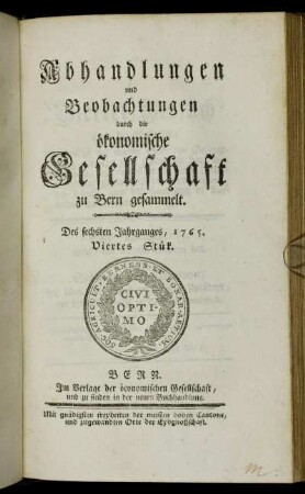 Des sechsten Jahrganges, 1765. Viertes Stück.
