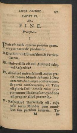 Caput VI. De Fine.