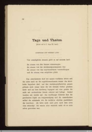 Tage und Thaten / [Stefan George]