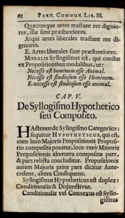 Cap. V. De Syllogismo Hypothetico seu Composito.