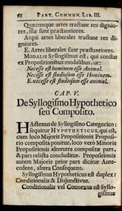 Cap. V. De Syllogismo Hypothetico seu Composito.