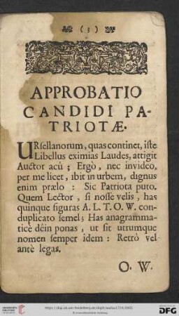 Approbatio candidi patriotae